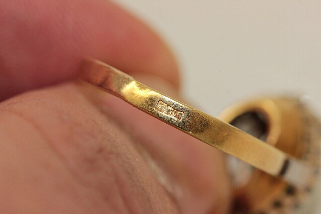アンティーク オリジナル 18K ナチュラルダイヤモンドとエメラルドのロシアンリング