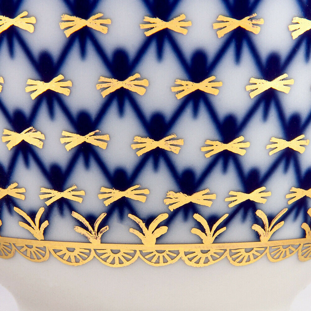 Cobalt Net Porcelain Teacup and Saucer, Imperial Porcelain Russia, 230 ml LFZ