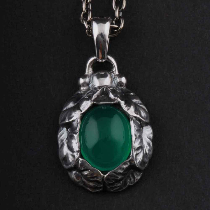 GEORG JENSEN Sterling Pendant Of The Year 1997 / 2017 with Green Agate / Silver.