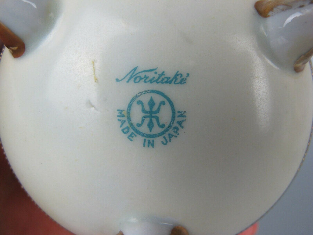 Pair of superb antique vtg Noritake rotund Vases / Urns. Hand painted blue c1910