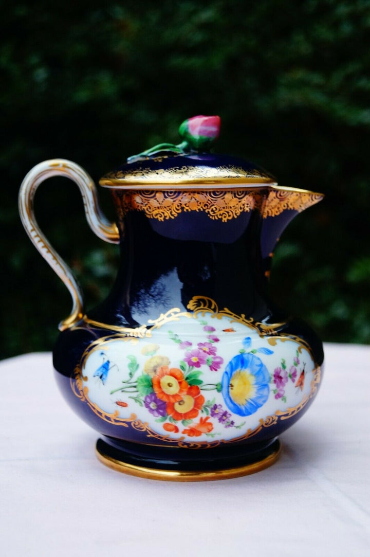Meissen handpainted antique blue cobalt pot Dresden
