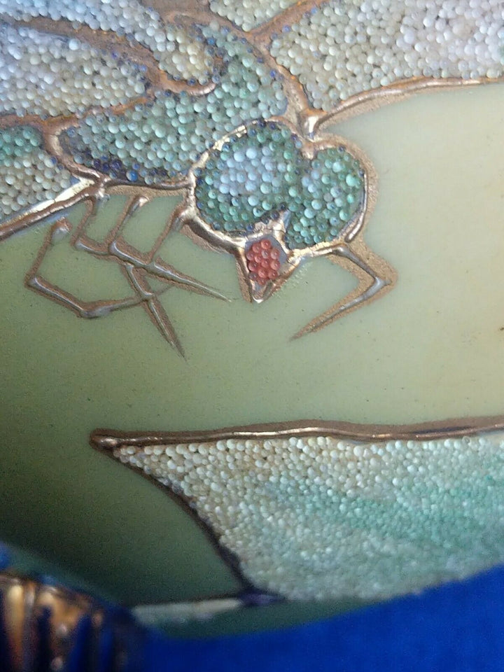 Rare Nippon Cobalt Coralene Ferner. Dragonfly