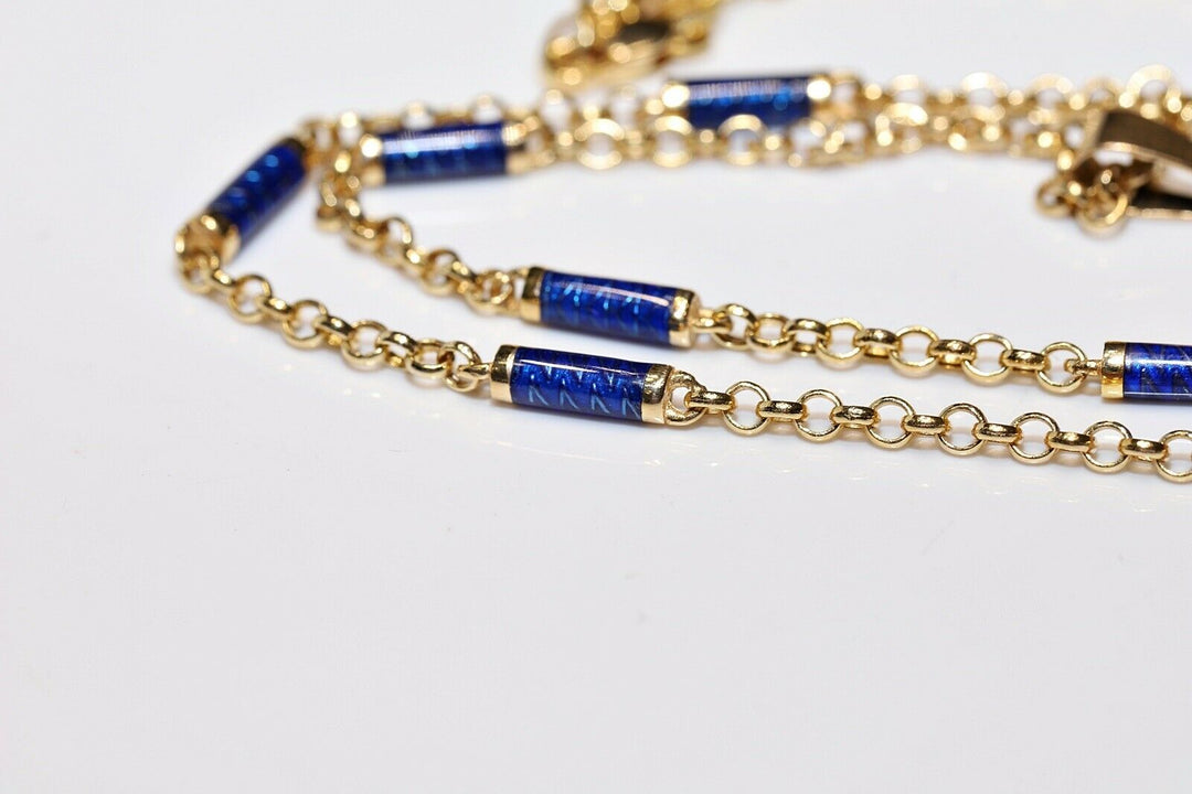 ヴィンテージ 14K エナメル パール 女性像のネックレス