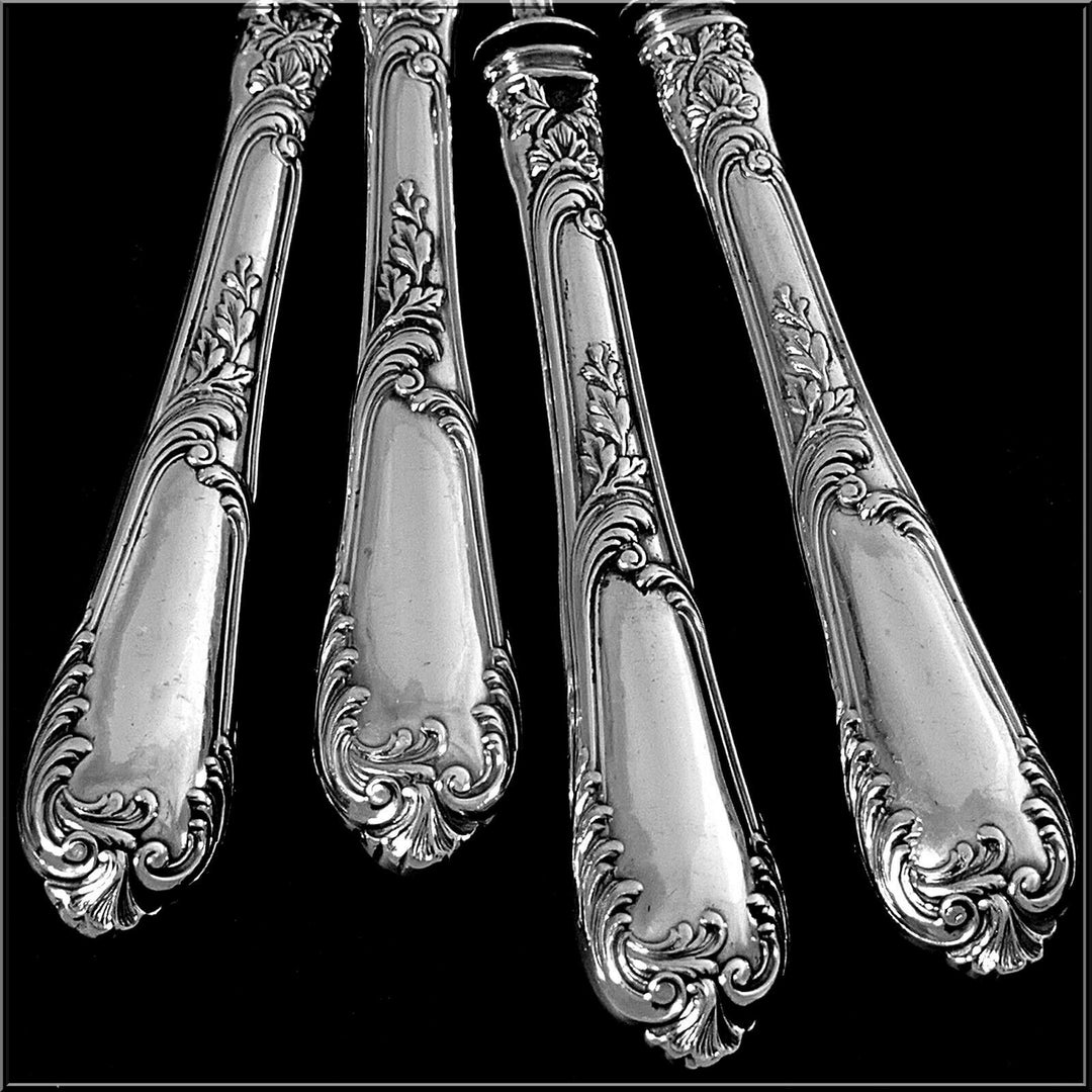 Soufflot French All Sterling Silver Dessert Hors d'Oeuvre Set 4 Pc, Original Box