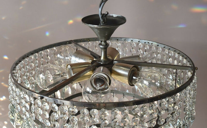 Silver Flush Crystal Crystal Chandelier, Ceiling Antique Vintage Lighting lamp