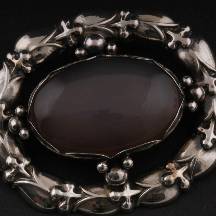 GEORG JENSEN Sterling Brooch #108 with Chalcedony. GJ Himself. VERY RARE!