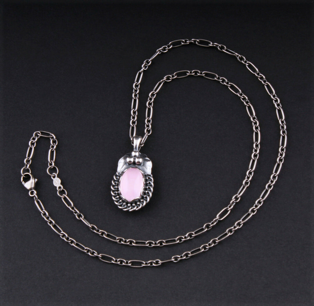 GEORG JENSEN Sterling Pendant of The Year 1992 w. Rosa Quartz. VERY RARE.