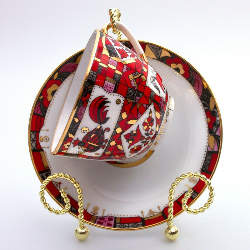 インペリアルポーセリン　カップ＆ソーサーセット 　ロモノーソフ　赤い馬モチーフ