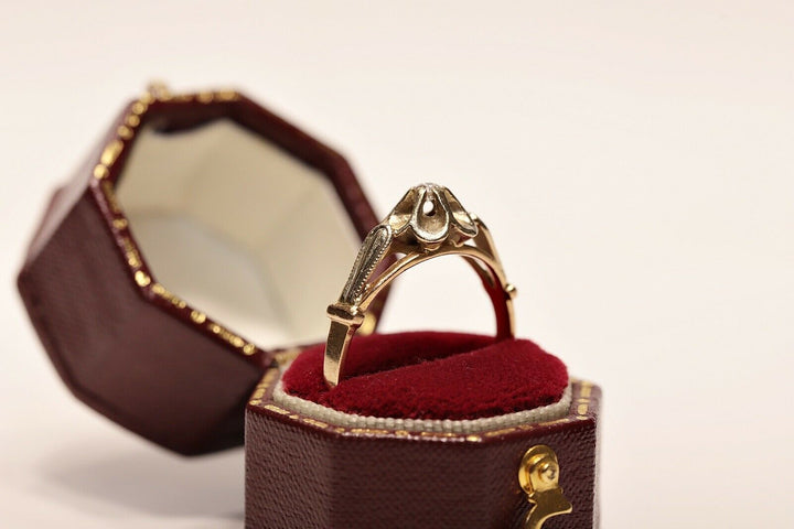 アンティーク 14K ナチュラルダイヤモンドのロシアンリング