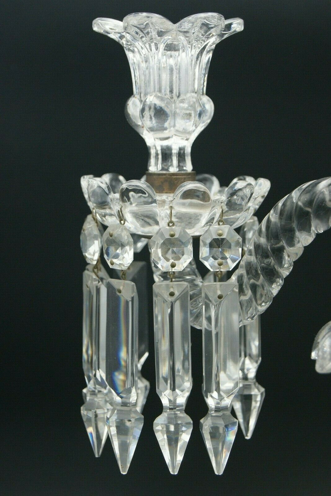BACCARAT MEDALLION 4 LIGHTS CANDELABRA 3 ARMS BOBECHES PRISMS CRYSTAL FRANCE 682