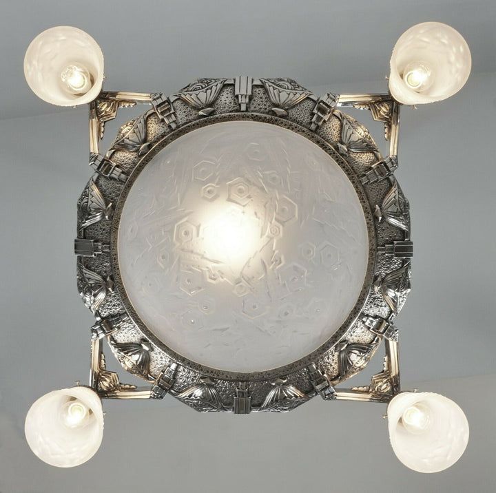 H.PETITOT & MULLER FRERES : French 1930 art deco chandelier