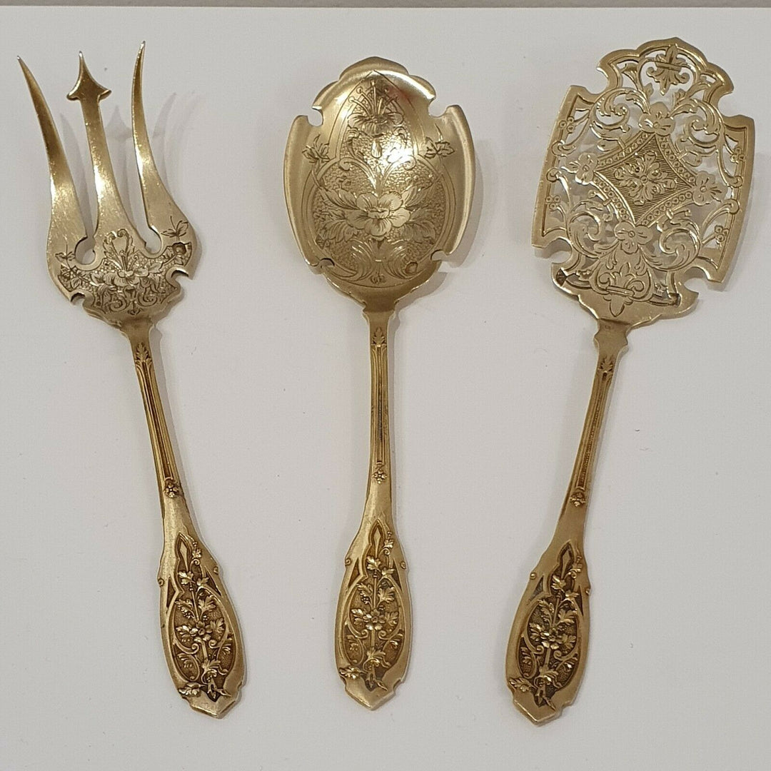 Puiforcat Service à hors d'œuvre en vermeil Argent massif Minerve mignardises