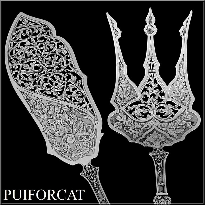 Puiforcat Masterpiece French Sterling Silver Fish Servers 2 Pc, Trilobé