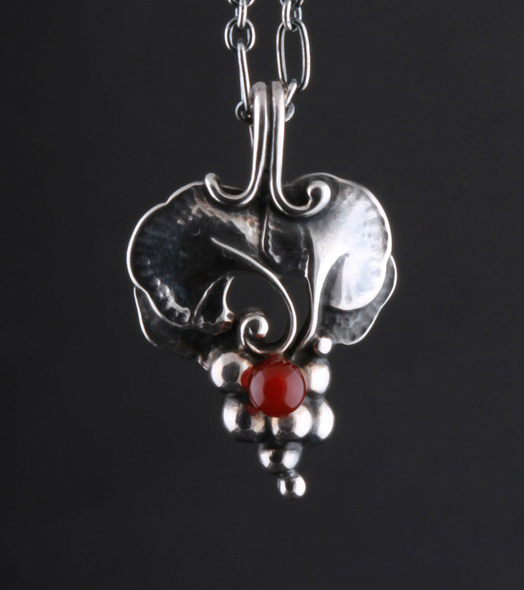 GEORG JENSEN Sterling Silver Pendant Of The Year 1996 with Carnelian. RARE!
