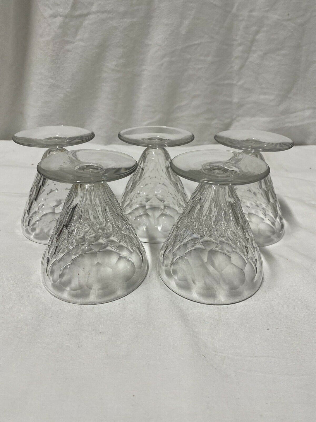 BACCARAT 5 VERRES À VIN ROUGE CRISTAL DÉCOR ÉCAILLE MODÈLE CHAUNY ART DÉCO