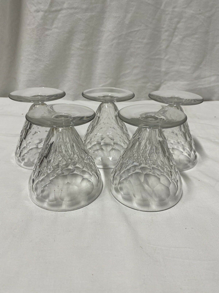 BACCARAT 5 VERRES À VIN ROUGE CRISTAL DÉCOR ÉCAILLE MODÈLE CHAUNY ART DÉCO