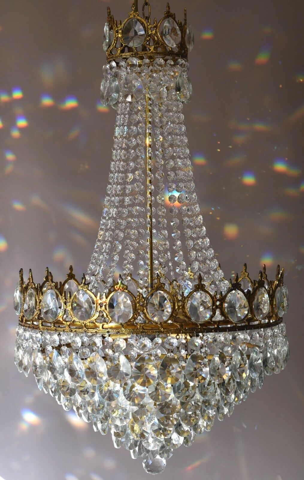 French Empire Crystal Chandelier Antique Vintage Ceiling Lighting Pendant Lamp