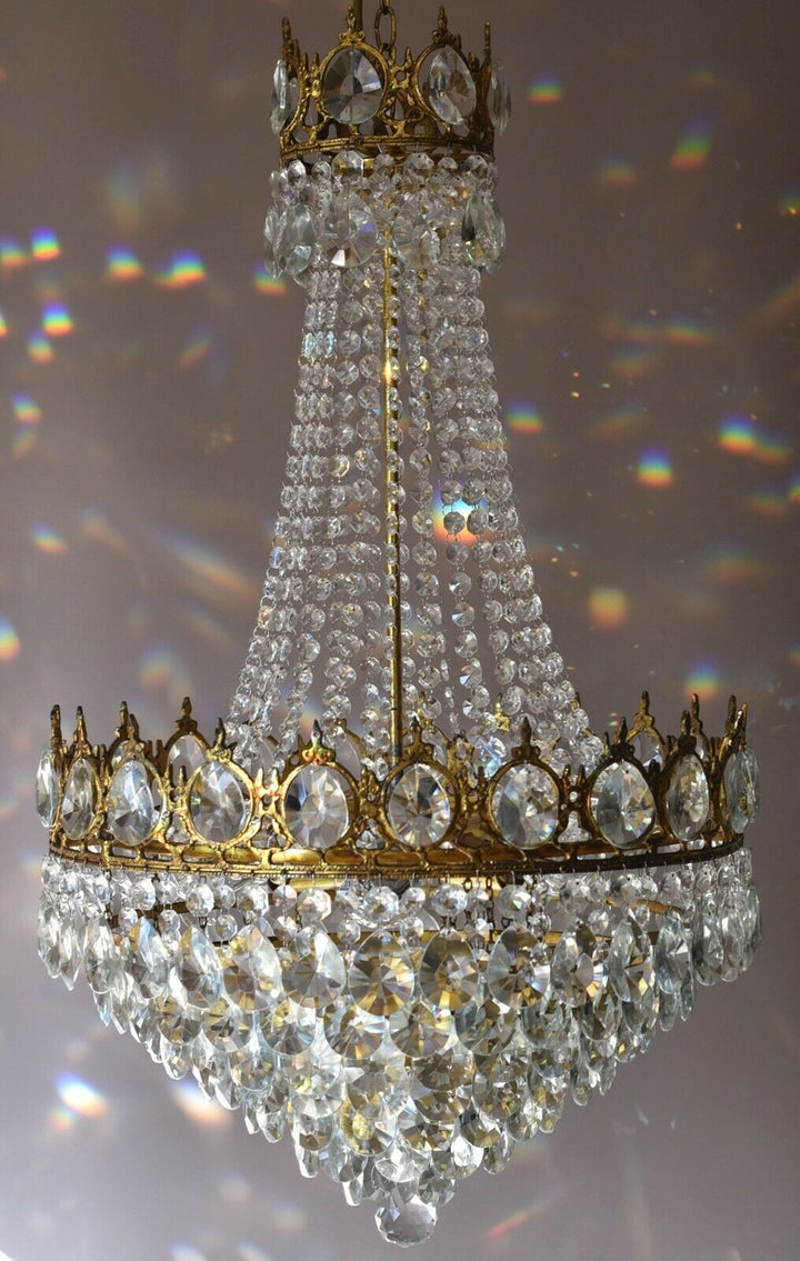 French Empire Crystal Chandelier Antique Vintage Ceiling Lighting Pendant Lamp