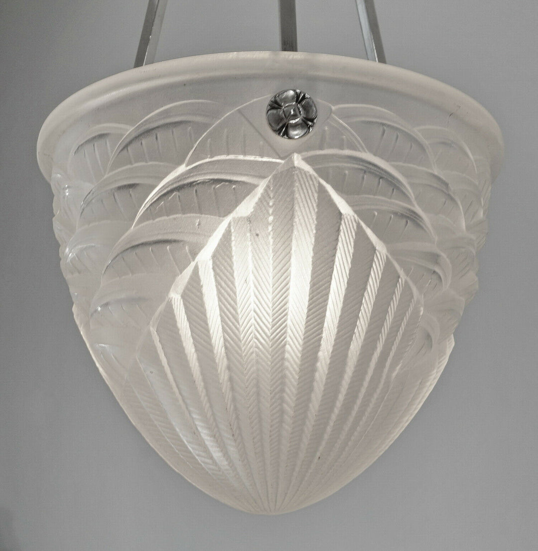 MAYNADIER & SCHNEIDER : FRENCH ART DECO PENDANT CHANDELIER 1930 lamp muller era