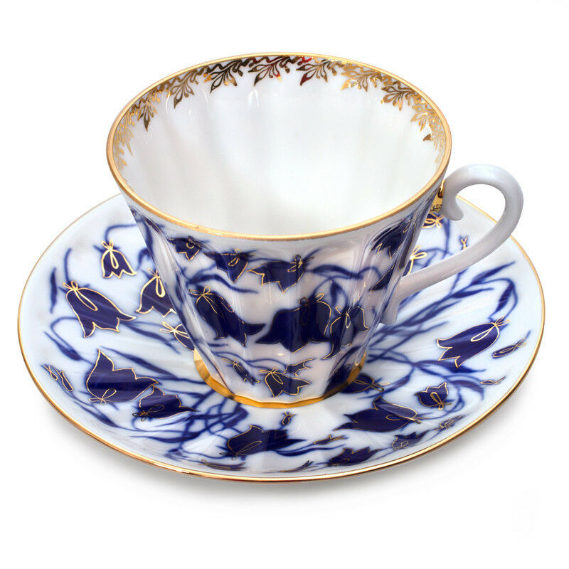 インペリアルポーセリン　ティーカップ＆ソーサー　ロモノーソフ　ブルーベル模様