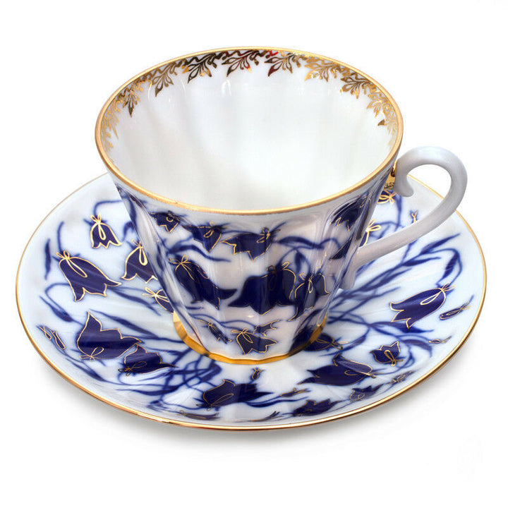 インペリアルポーセリン　ティーカップ＆ソーサー　ロモノーソフ　ブルーベル模様