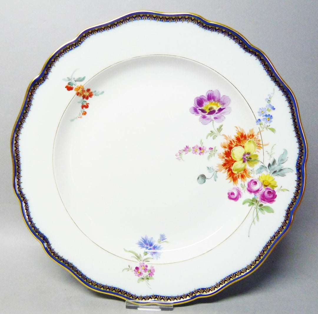 (G6263) Meissen Teller, A-Kante, Blumenmalerei, Goldrand, 1.Wahl, D=25cm