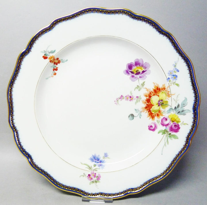 (G6263) Meissen Teller, A-Kante, Blumenmalerei, Goldrand, 1.Wahl, D=25cm