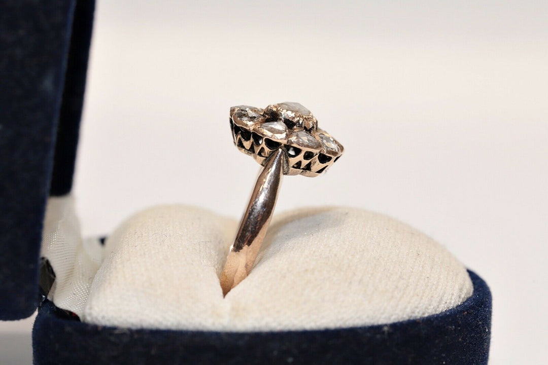 アンティーク オリジナル 8K ナチュラルローズカットダイヤモンドのオスマンリング