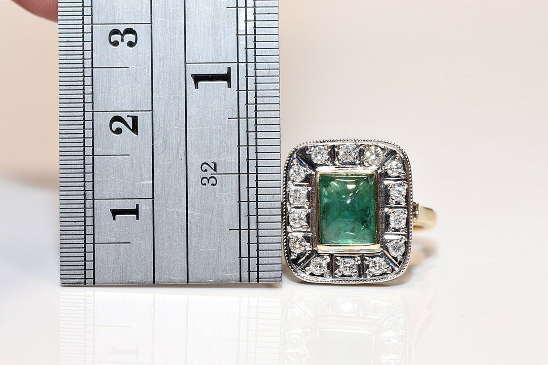 18K ナチュラルダイヤモンドとエメラルドのリング