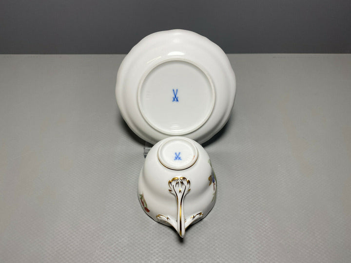 MEISSEN MOKKA GEDECK 2-TLG TASSE UT OBST FRÜCHTE MALEREI WALNUSS BEEREN BLUMEN