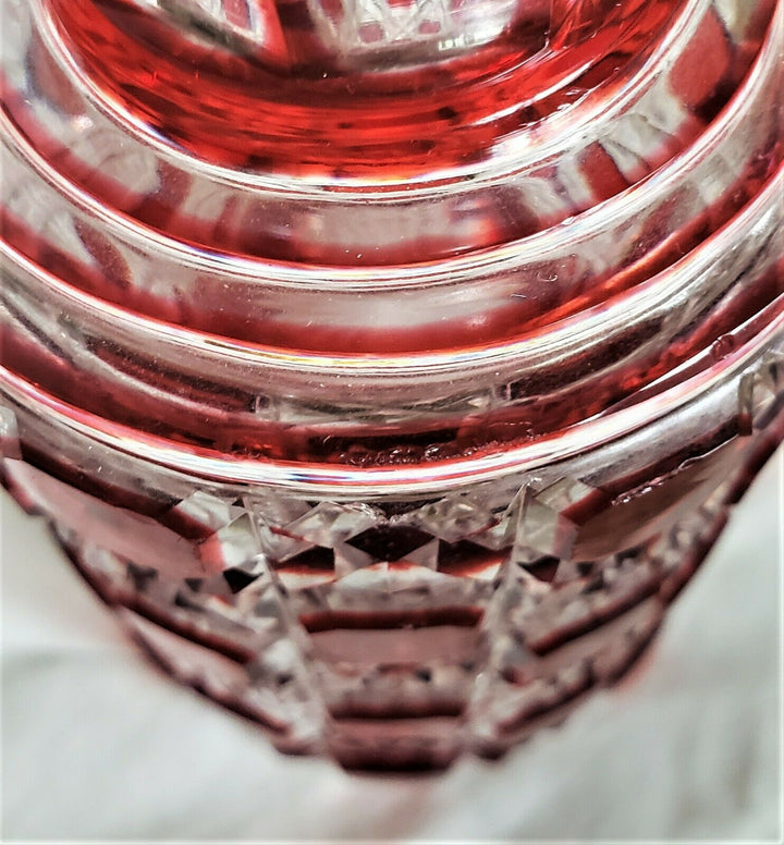 Antique Baccarat Red Cut to Clear Large Crystal Perfume Bottle w/Stopper