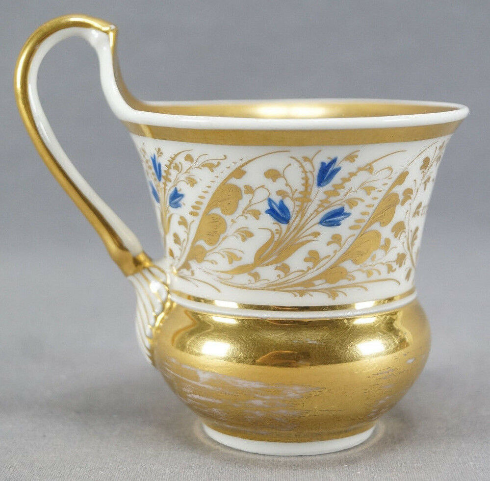 KPM Berlin Hand Painted Blue & Gold Floral Scrollwork Empire Form Cup C. 1820-40