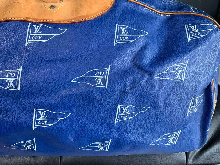 LOUIS VUITTON Sac Plein Air Long BAG CUP 1992 BLUE LEATHER VINTAGE Boston LV35