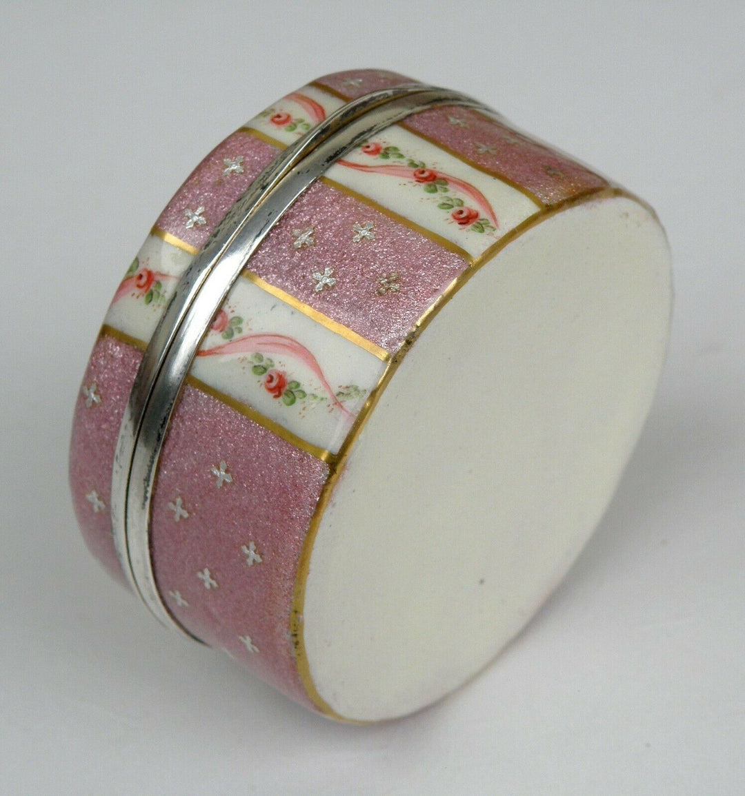 French Sterling Silver Antique Large Enamel Box Fabulous Decor