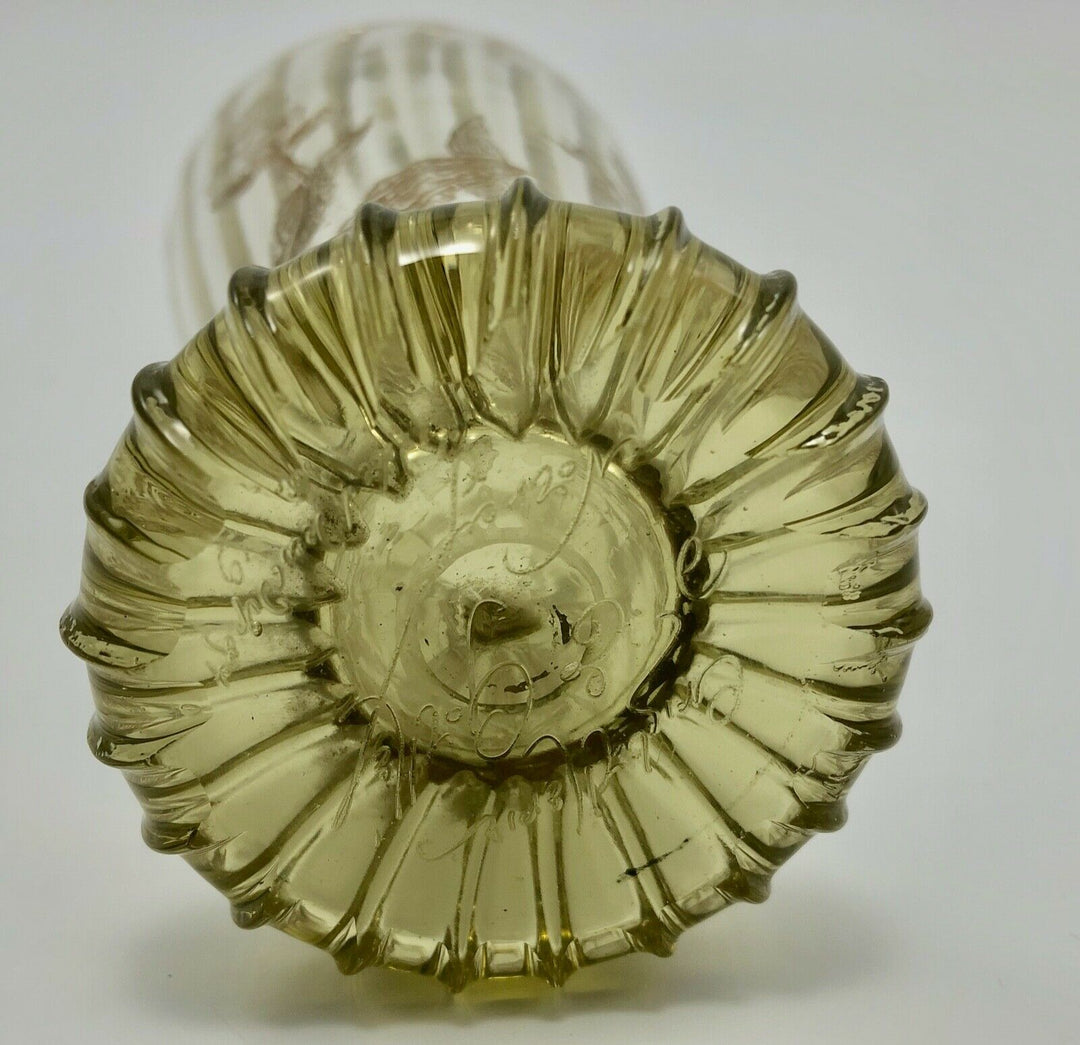 VERRE A VIN AMBRE CRISTALLERIE EMILE GALLE NANCY DECOR FLORAL ART NOUVEAU Z375