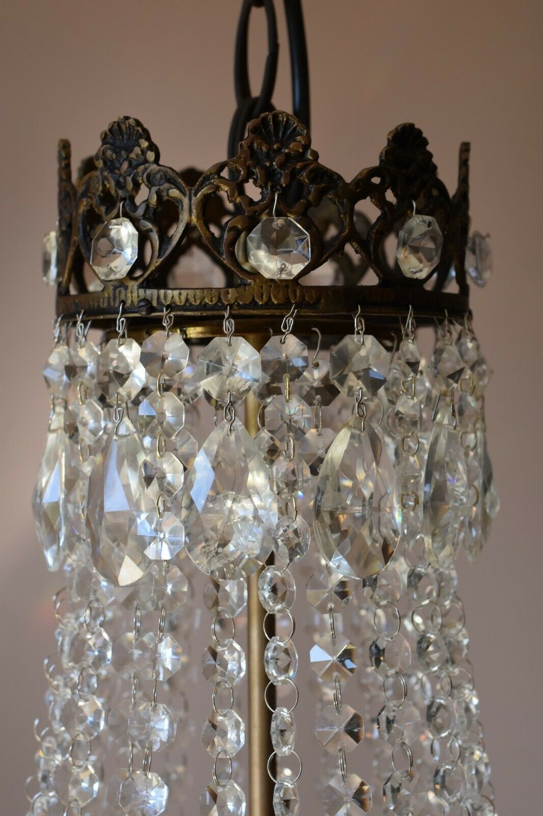 Empire Vintage Crystal Chandelier, 1950's Antique Lighting, French lamp on Sale