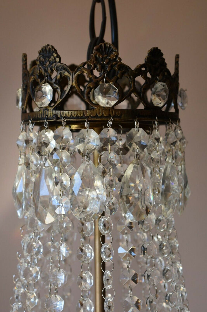 Empire Vintage Crystal Chandelier, 1950's Antique Lighting, French lamp on Sale