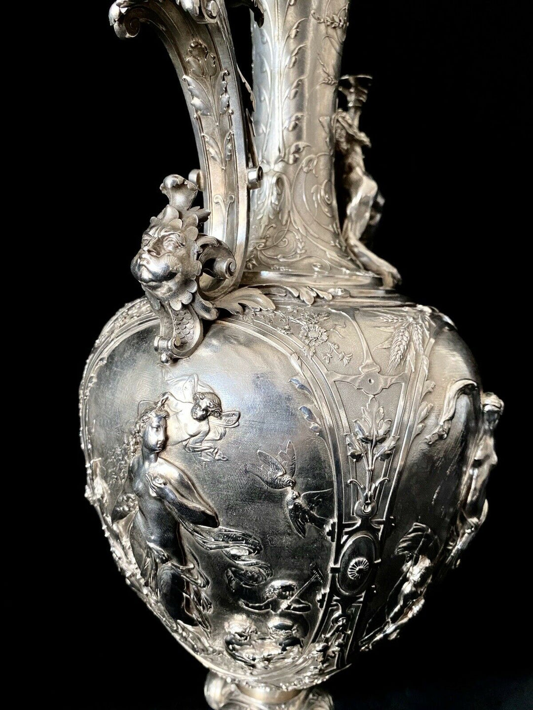 ODIOT UNIQUE FIGURAL EWER PARIS EXHIBITION 1878 TREASURE FRENCH STERLING SILVER