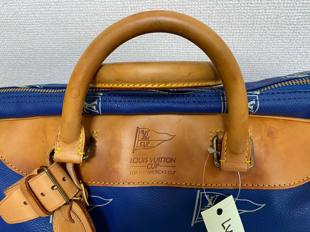 LOUIS VUITTON Sac Plein Air Long BAG CUP 1992 BLUE LEATHER VINTAGE Boston LV221