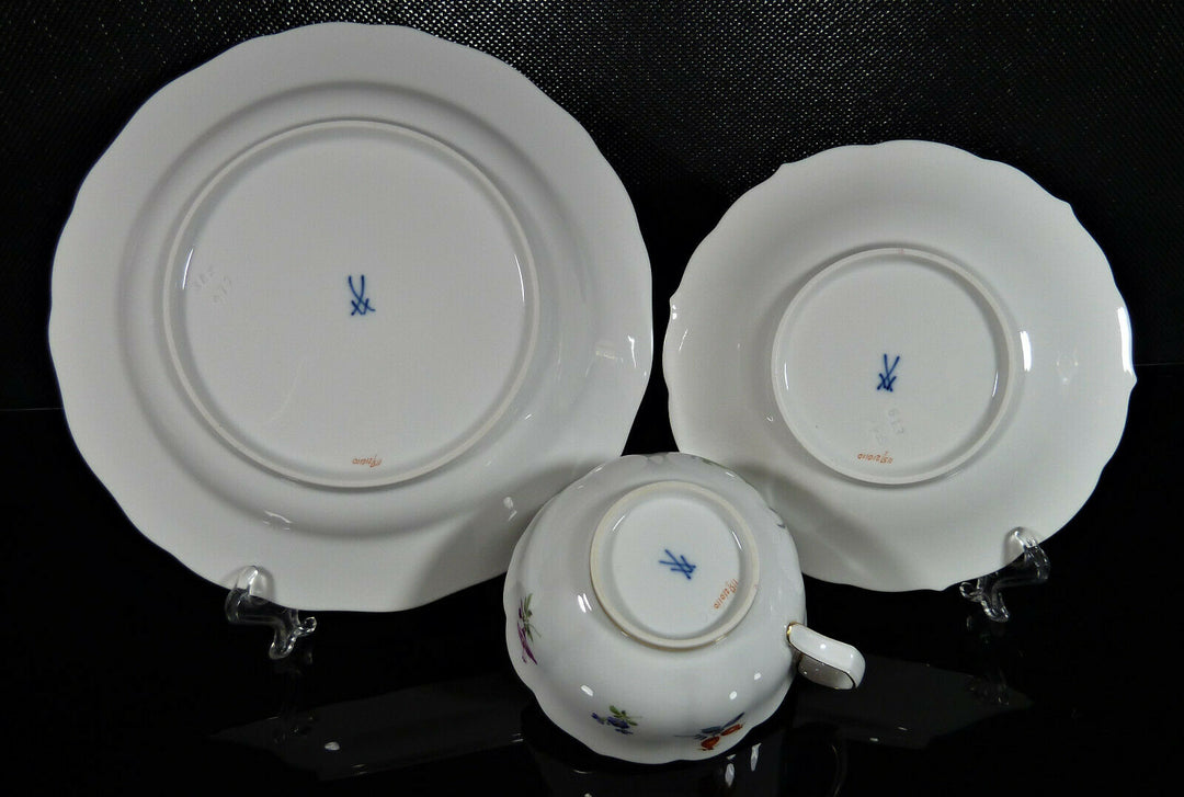 Meissen 3 tlg. Teegedeck Tasse Obst und Früchtemalerei - 1.Wahl