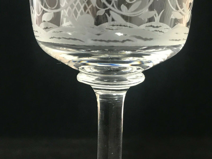 Vintage Baccarat Crystal-Jasmina Wine Glass Goblets-Etched w/Gold Trim-Set Of 4