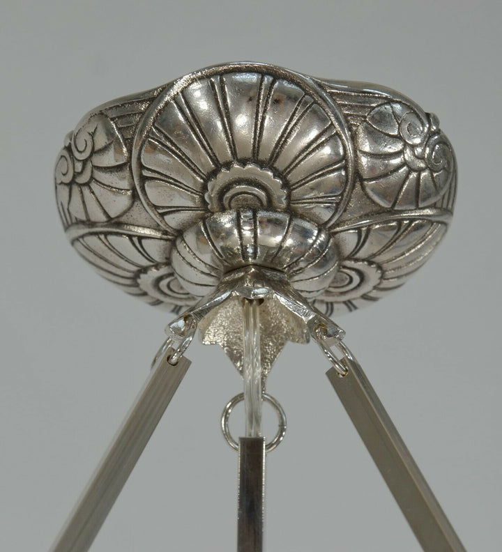 DEGUE & JAMAIN French 1930 art deco pendant . chandelier lamp muller era France