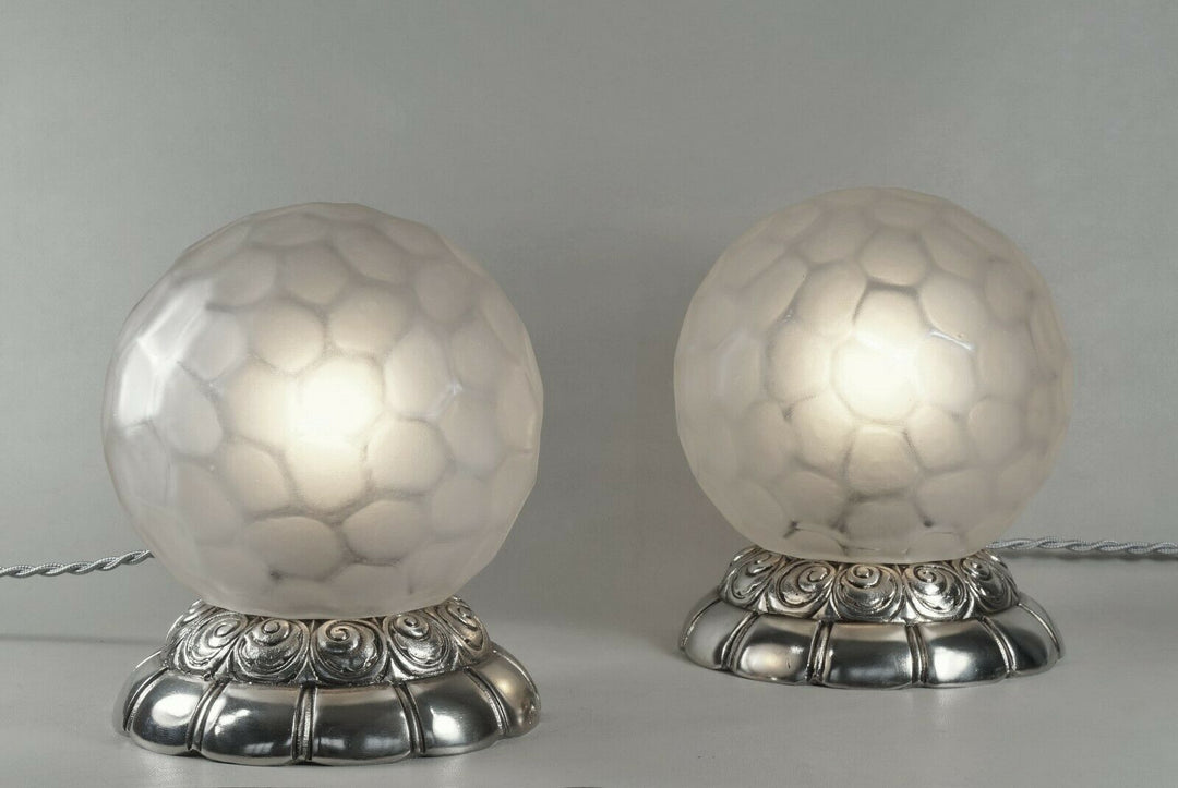 ジェネ＆ミション　ペアのアールデコランプ　1925-1930年　球形ランプ　ミューラー時代