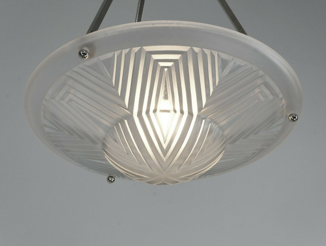 MAYNADIER : FRENCH 1930 ART DECO CHANDELIER ... lamp pendant muller era France