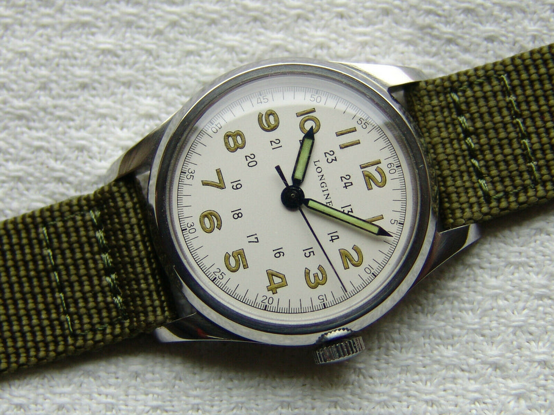 第二次世界大戦期 34mm ロンジン パイロット ミリタリーウォッチ 腕時計 1942-1951 – アンティークテーブルウェア