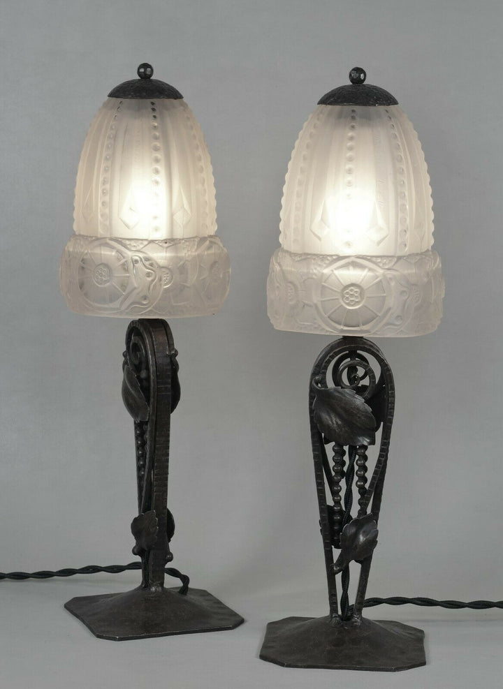 MULLER FRERES : pair FRENCH 1930 ART DECO LAMPS ..... lamp 1925 France degue era