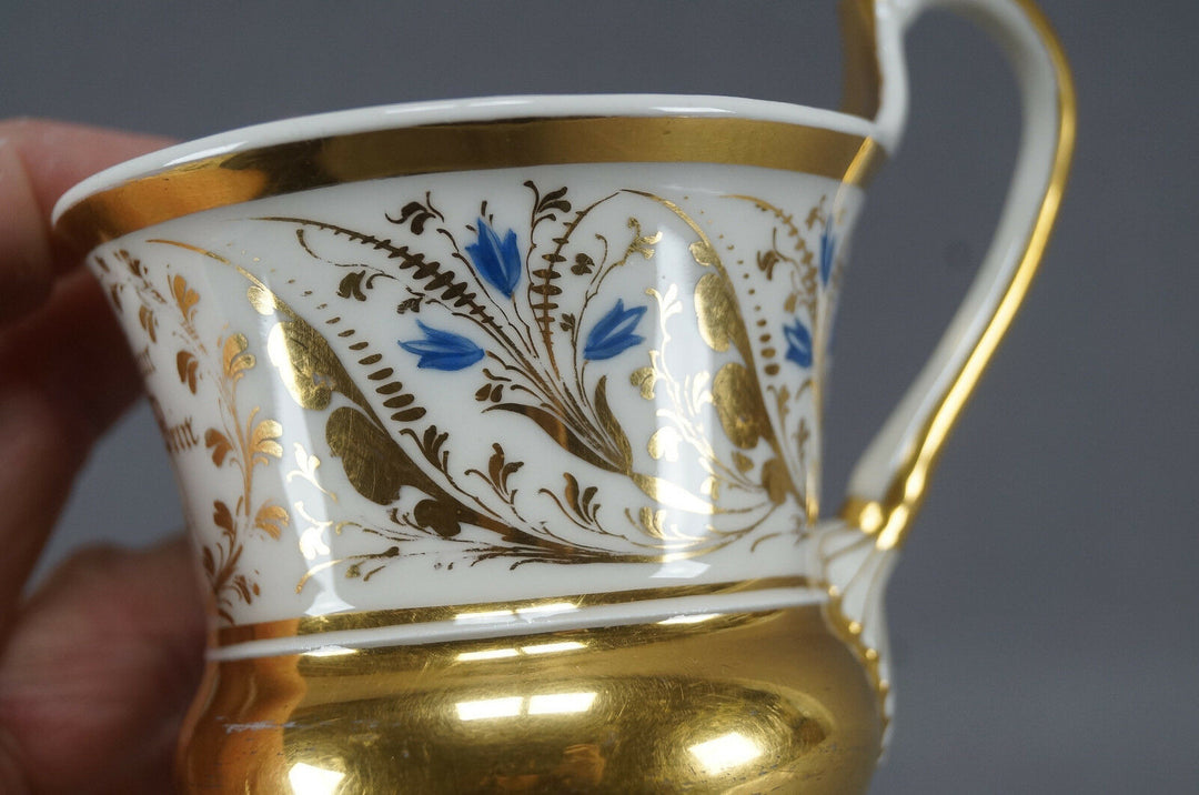 KPM Berlin Hand Painted Blue & Gold Floral Scrollwork Empire Form Cup C. 1820-40