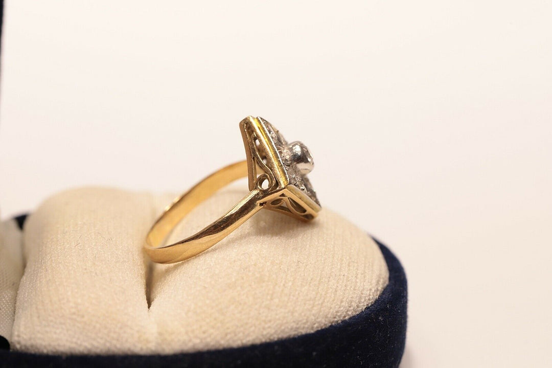 アンティーク アールデコ オリジナル 14K ナチュラルダイヤモンドのナヴェットリング