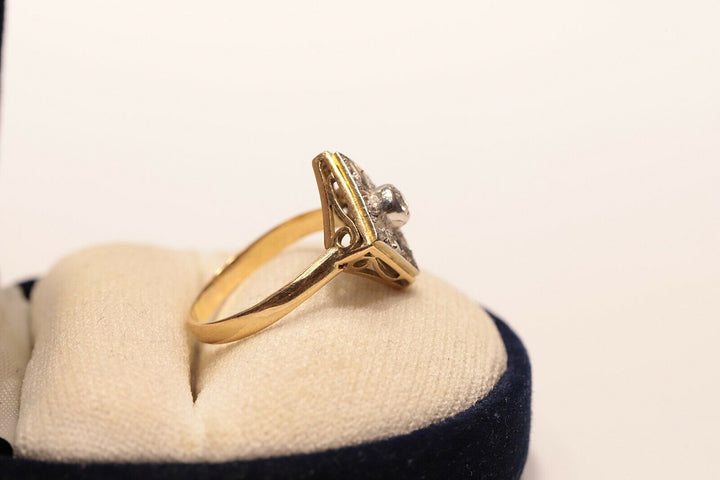 アンティーク アールデコ オリジナル 14K ナチュラルダイヤモンドのナヴェットリング