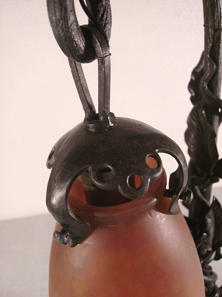 Daum nancy ☨ – art deco lamp in wrought iron and tulip 1925/1930
